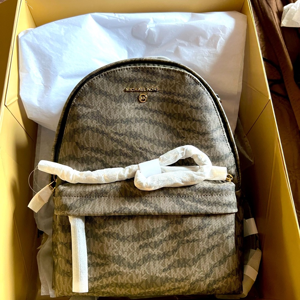 Michael Kors Slater Medium Animal Print Logo Backpack